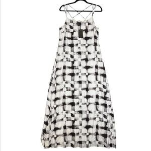 AX Armani Exchange Women's Large Short White Black Tie Dye Mini Dress Sleeveless